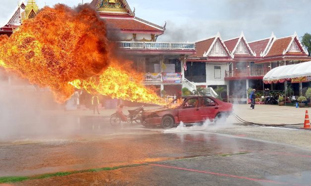 ปทุมธานี อบต.คลองควายซ้อมแผนเผชิญเหตุไฟไหม้วัด พร้อมอพยพพระและปชช.หากเกิดเหตุจริง